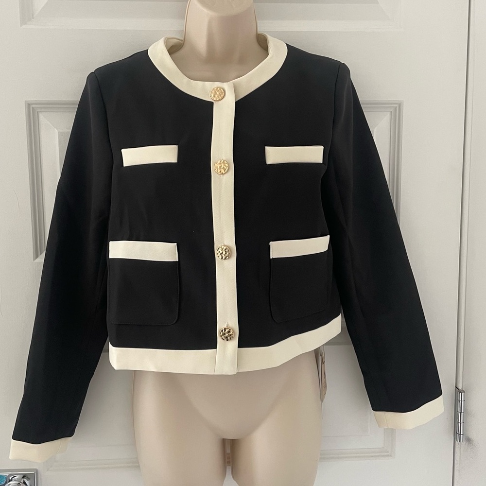 **NWT** SHEIN MOTF Black and Cream Jacket - Picture 5 of 9